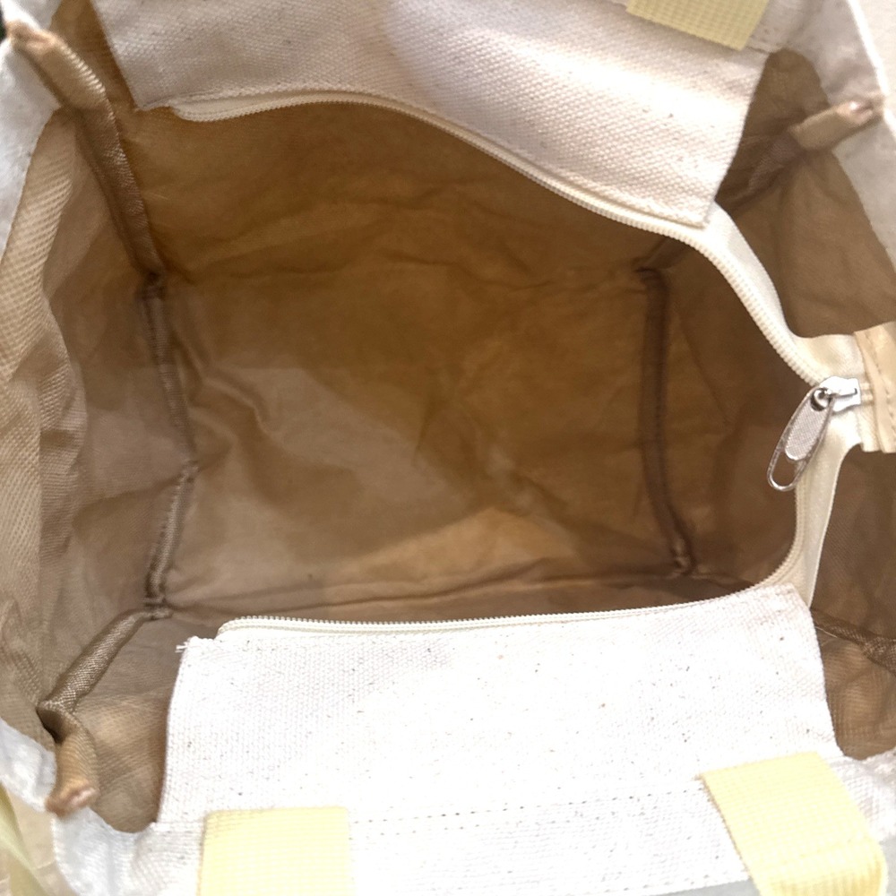 Starbucks Exclusive Tote bag - Ivory Canvas Yellow Top Handle Crossbody Zip Top - Picture 5 of 10